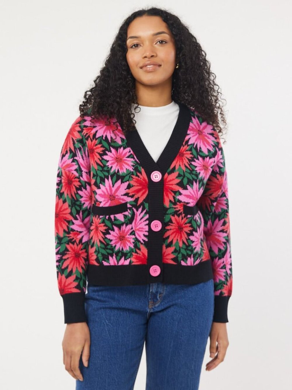 Joanie Lovelace Dahlia Floral Jacquard Oversized Cardigan, Size XL